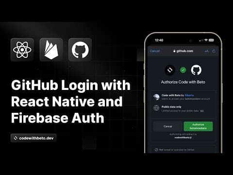 Sign In with GitHub and Firebase Auth | React Native Expo 49 | TypeScript thumbnail