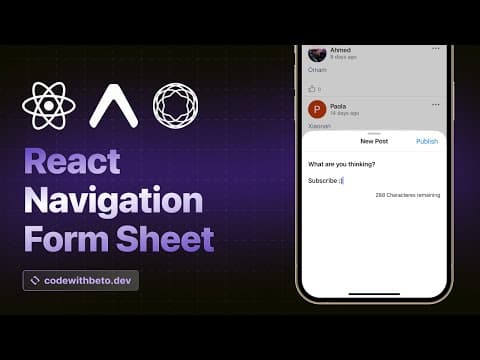 Tutorial React Native Form Sheet with React Navigation v7 thumbnail