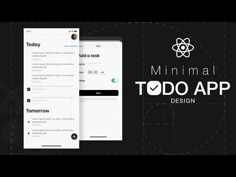 Tutorial React Native | Minimalistic To Do App | Design thumbnail